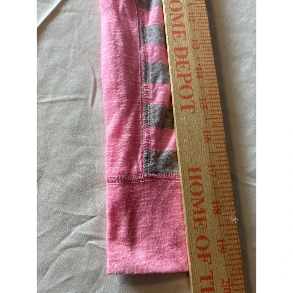 Justice Striped Top Girls Size 8 Pink‎ Gray Excellent High-Low Long Sleeve Shirt